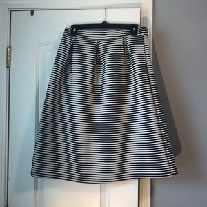 Black & white striped A-line scuba skirt